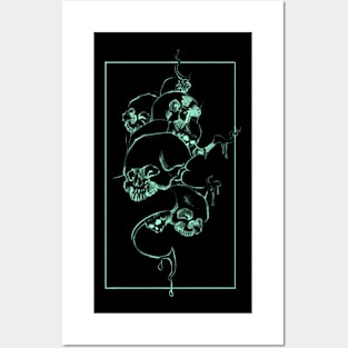 Skulls (Green Line) Posters and Art